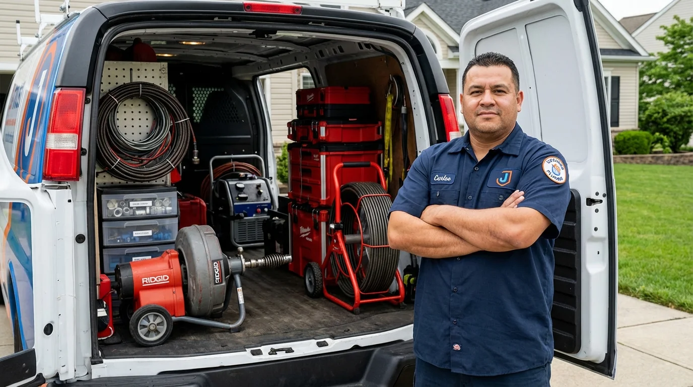 Professional drain cleaning equipment and Johns Plumbing LLC plumber in Archie