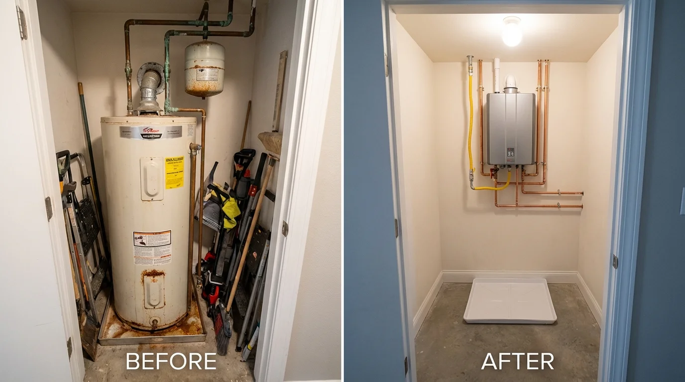 Tank water heater versus wall-mounted tankless unit comparison for Archie, MO homeowners